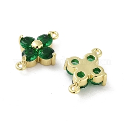 Rack Plating Brass Pave Cubic Zirconia Connector Charms&nbsp;KK-H474-20G