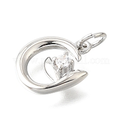 Brass Micro Pave Cubic Zirconia Pendants&nbsp;KK-V007-23P