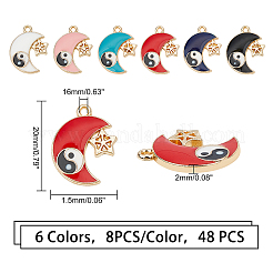 48Pcs 6 Colors Rack Plating Alloy Enamel Pendants&nbsp;ENAM-FH0001-15