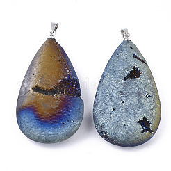 Electroplate Natural Druzy Geode Agate Pendants&nbsp;G-S344-61A-04