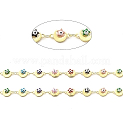 Handmade Eco-friendly Brass Enamel Moon & Star with Evil Eye Link Chain&nbsp;CHC-I045-14G