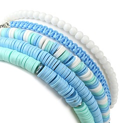 5Pcs 5 Style Polymer Clay Heishi Surfer Stretch Bracelets Set&nbsp;BJEW-TA00370