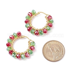 Bling Glass Braided Big Hoop Earrings&nbsp;EJEW-TA00087