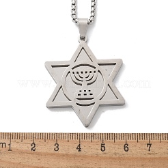 Hanukkah 201 Stainless Steel Star of David Pendant Necklaces&nbsp;NJEW-Z058-02P