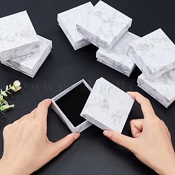25Pcs Square Marble Print Paper Jewelry Gift Box&nbsp;CON-FI0001-01