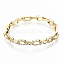 Brass Micro Pave Clear Cubic Zirconia Bangles&nbsp;BJEW-S142-015-NF