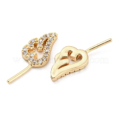 Brass Micro Cubic Zirconia Wing Shape Head Pins&nbsp;KK-Q789-17G