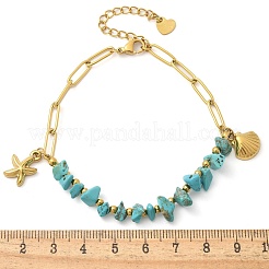 304 Stainless Steel Synthetic Turquoise Beads Bracelets&nbsp;BJEW-U019-02G