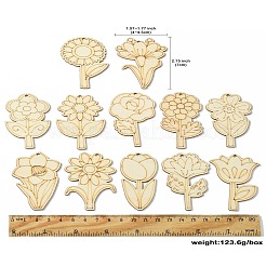48Pcs 12 Styles Unfinished Blank Wooden Pendants Kit&nbsp;WOOD-CJC0011-15B