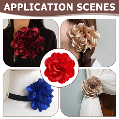 Flower Polyester Brooches&nbsp;JEWB-WH0001-47P-02