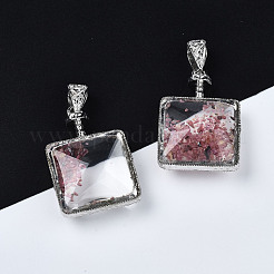 Transparent Glass Square Pendants&nbsp;GLAA-S199-006