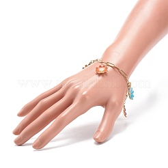 Alloy Enamel Flower Charm Bracelet with Paperclip Chains&nbsp;BJEW-JB08701