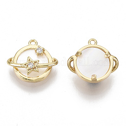 Brass Micro Pave Clear Cubic Zirconia Charms&nbsp;KK-S356-094-NF