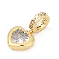 Brass Pave Cubic Zirconia European Dangle Charms&nbsp;KK-U062-58G