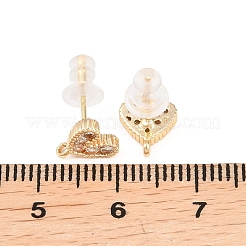 Brass Clear Cubic Zirconia Stud Earring Findings&nbsp;EJEW-A155-03C-G