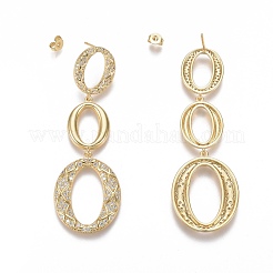 Brass Micro Pave Clear Cubic Zirconia Dangle Stud Earrings&nbsp;EJEW-F252-02G