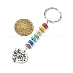 Chakra Natural Lava Rock & Alloy Tree of Life Pendant Keychain&nbsp;KEYC-JKC00644-02