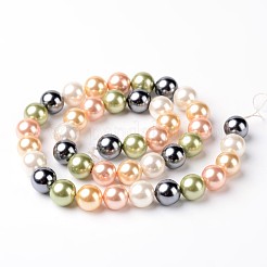 Round Shell Pearl Bead Strands&nbsp;BSHE-E007-8mm-M