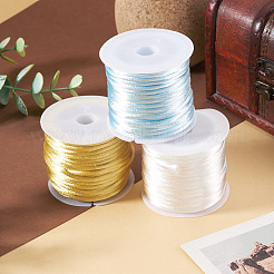 3 Rolls 3 Colors Nylon Satin Rattail Cords&nbsp;NWIR-TA0001-45A