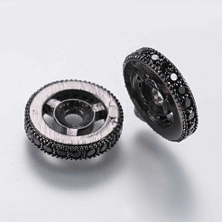 Brass Micro Pave Cubic Zirconia Beads&nbsp;ZIRC-G132-15B