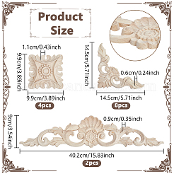 14Pcs 3 Styles Natural Wood Carved Onlay Applique Craft&nbsp;AJEW-NB0009-61