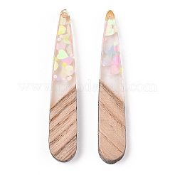 Transparent Resin & White Wood Pendants&nbsp;RESI-N039-30