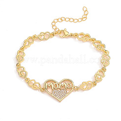 Mother's Day Brass Micro Pave Clear Cubic Zirconia Link Bracelets&nbsp;WG4B6A3-01