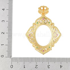 Rhombus Brass Micro Pave Cubic Zirconia Pendant Cabochon Settings&nbsp;KK-U026-09G