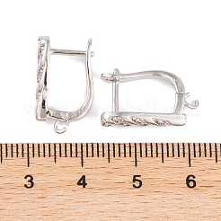 Rack Plating Brass Cubic Zirconia Hoop Earring Findings&nbsp;KK-S374-04P-02