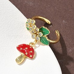 Brass Micro Pave Cubic Zirconia Cuff Rings&nbsp;RJEW-A069-04G