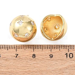 Round Brass Micro Pave Clear Cubic Zirconia Stud Earrings&nbsp;EJEW-D346-04G