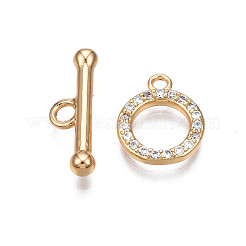 Brass Micro Pave Clear Cubic Zirconia Toggle Clasps&nbsp;X-KK-Q278-014-NF