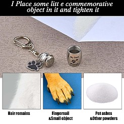 Pet Urn Key Chain Paw Print Urn Pendant Necklace Pet Cremation Jewelry Stainless Steel Paw Print Keychain Pet Keepsake Cat & Dog Urn with Storage Bag&nbsp;JX365A