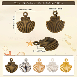 60Pcs 5 Colors Tibetan Style Alloy Pendants&nbsp;FIND-SC0016-88