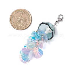3Pcs Jellyfish Shell Pearl & PVC Plastic Paillette & Acrylic Pendants Decorations&nbsp;HJEW-TA00435