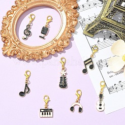 8Pcs 8 Styles Alloy Enamel Musical Instruments & Musical Note Pendant Decorations&nbsp;HJEW-YW00321