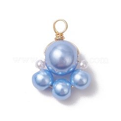 Baking Paint Pearlized Glass Pearl Round Bead with ABS Plastic Imitation Pearl Beads and Eco-Friendly Copper Wire Pendants&nbsp;PALLOY-JF03612-02