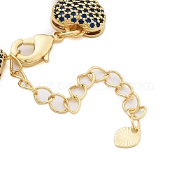 Rack Plating Brass Micro Pave Cubic Zirconia Heart Link Chain Bracelets for Women&nbsp;BJEW-B109-01G-01