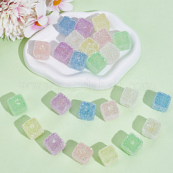 24Pcs 6 Colors Drusy Cube Resin Rhinestone Beads&nbsp;RESI-PA0001-43B