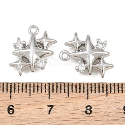 Brass Micro Pave Clear Cubic Zirconia Charms&nbsp;CU-CBA804C-05P