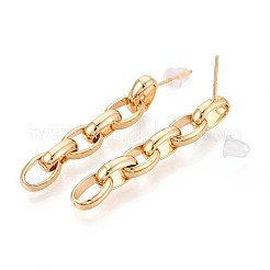 Brass Oval Dangle Stud Earrings&nbsp;KK-T071-18G-03