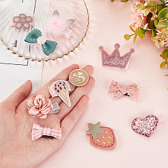 2 Sets Cute Polyester & Cotton Hair Clips Set&nbsp;OHAR-OC0001-04