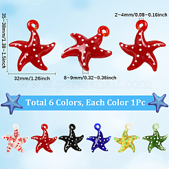 6Pcs 6 Colors Handmade Lampwork Pendants&nbsp;LAMP-SC0001-49