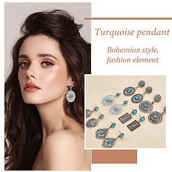 6 Pairs 6 Style Rhombus & Rectangle & Oval Synthetic Turquoise Dangle Stud Earrings&nbsp;EJEW-AN0001-05