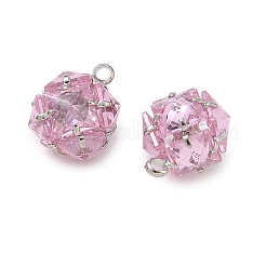 Brass Pave Pink Cubic Zirconia Charms&nbsp;CU-CBAD360-08P-03