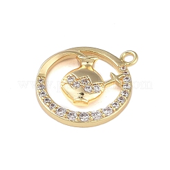 Brass Micro Pave Clear Cubic Zirconia Pendants&nbsp;FIND-B077-02G-06