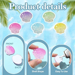 30Pcs 6 Colors Gradient Color Transparent Resin Cabochons&nbsp;RESI-YW0005-97