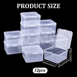 12Pcs Square Plastic Bead Storage Containers with Hinged Lid&nbsp;CON-GO0001-03