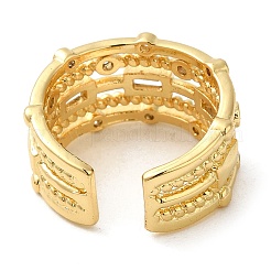 Rack Plating Real 18K Gold Plated Brass Rectangle Open Cuff Rings&nbsp;RJEW-B048-09G