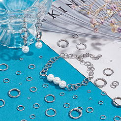 800Pcs 8 Styles 304 Stainless Steel Round Open Jump Rings & Closed Jump Rings&nbsp;STAS-PH0005-86